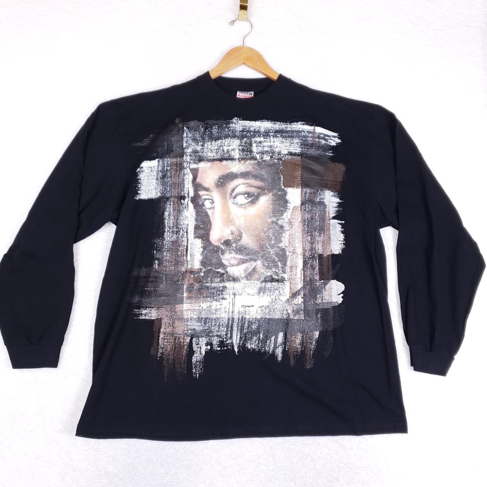 Griffin Tupac Shakur‎ Rap Tee Mens 2XL Long Sleeve Black Vintage Hip Hop